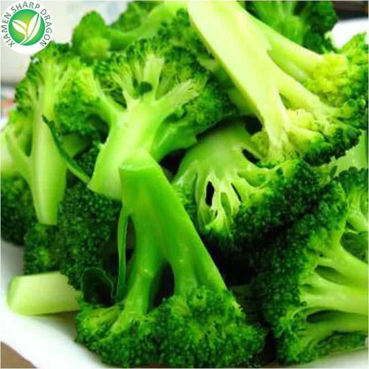 Plain cooked broccoli florets served on a white plate