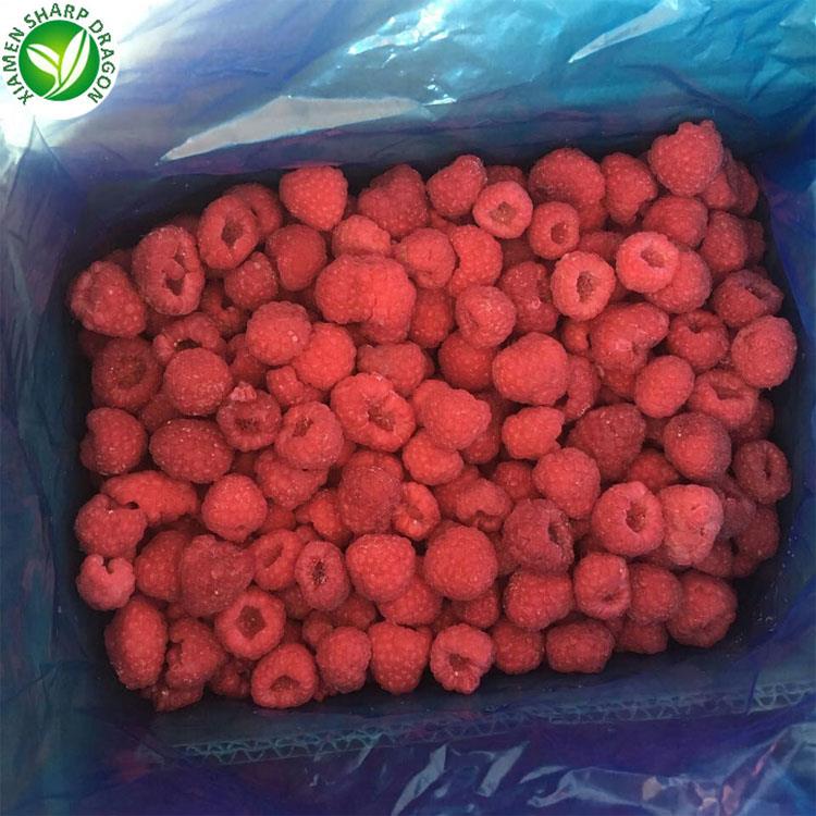 IQF red raspberry whole-fruit view Red frozen raspberry product view one