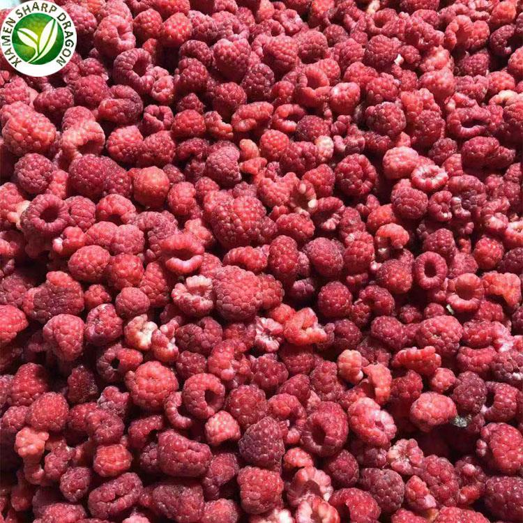 Red frozen raspberry product view two