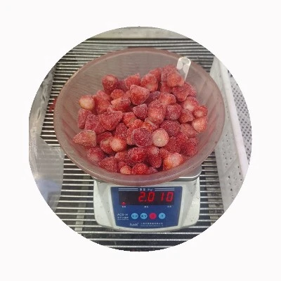 Frozen strawberry lot identity before flavor evaluation Frozen strawberry lot weighed before sensory sample preparation