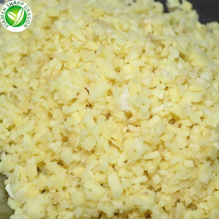 Finely diced frozen ginger for sauce and filling applications