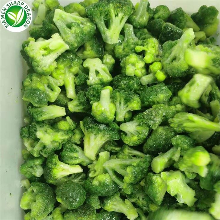 Selected IQF broccoli florets showing packable size and condition