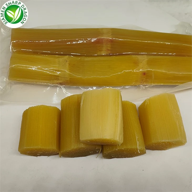 Two long vacuum-packed cane sticks with several short peeled cane portions
