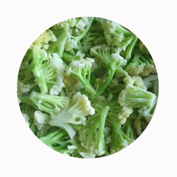 Green-stem cauliflower florets separated into pieces